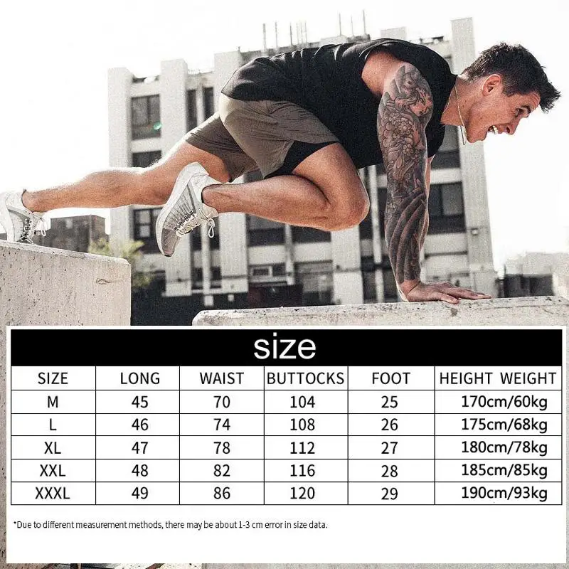 

Joggers Shorts Mens 2 in 1 Short Pants Gyms Fitness Bodybuilding Workout Quick Dry Beach Shorts Male Summer Sportswear Bottoms