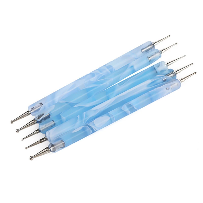 

5Pcs/Set Nail Art Acrylic Point Flower Double-Head Crystal Point Drill Stainless Steel Dotting Tools Nails Design Tools