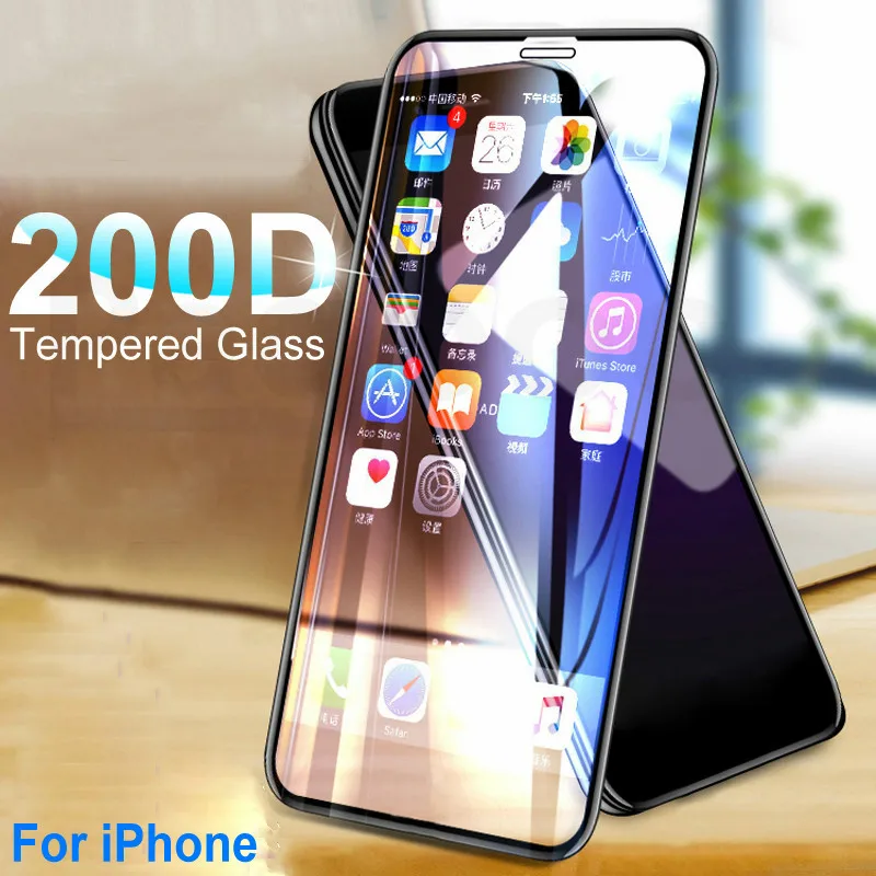 

Защитное закаленное стекло 200D, изогнутое стекло для iPhone X XS 11 Pro Xs Max XR, защита экрана на iPhone 7 8 6 6S Plus, стеклянная пленка