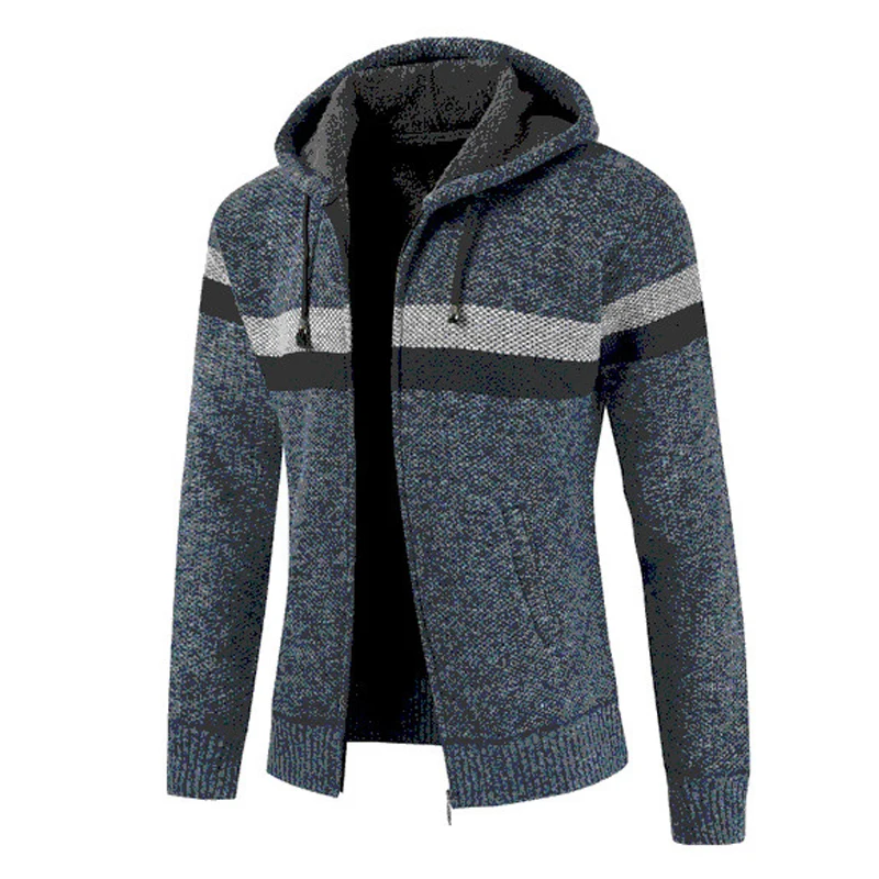Зимний Кардиган мужской плотный флисовый теплый свитер Мужское пальто модный
