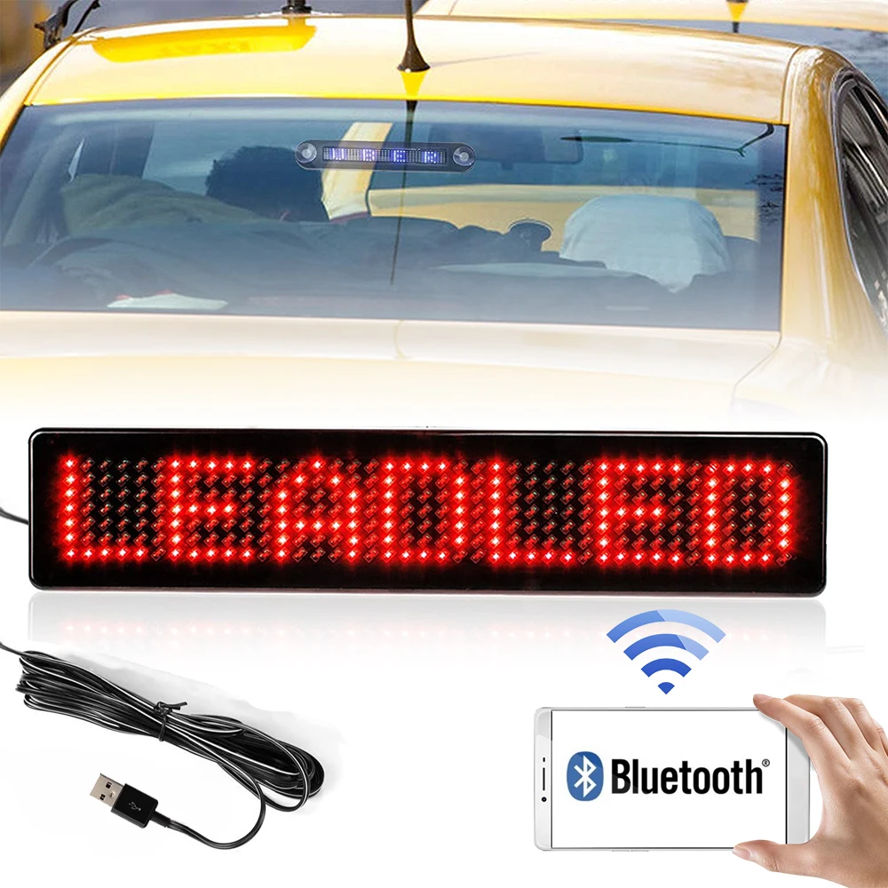 

Car Led Display Light Bar Phone Bluetooth App Programming Usb Power Cord Suitable For Advertising Vehicles Taxis Word Display