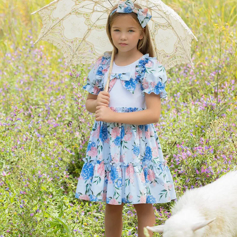 

Melario/вечерние костюмы с цветочным принтом для девочек; Милое платье принцессы с цветочным рисунком и бантом; Новая летняя одежда; Детская по...