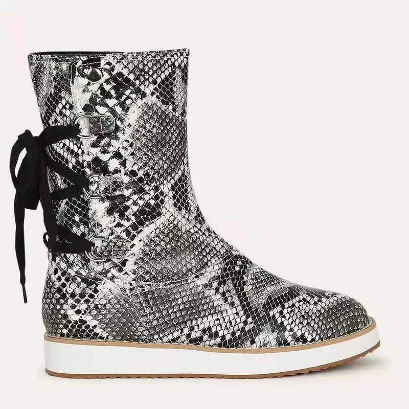 Women Boots Mid-Calf Boots Winter Shoes Ladies Fashion Cross Strap Mid-tube Frosted Snow Boots Sleeve Warm New Plus Size 43