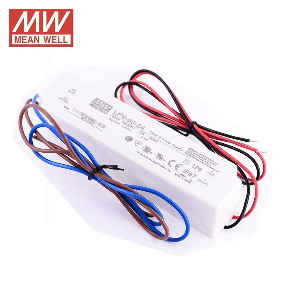 Meanwell waterproof 12V 24V power supply LPV-60W 48V UL PSU 60W 15V 36V 5V LED screen IP67 driver for lighting | Обустройство дома
