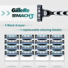 Бритвенный станок Gillette Mach 3, прямой бритвенный чехол для лица Бритва для мужчин, бритвенные кассеты для бритья бороды, инструменты с лезвиями