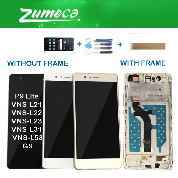 С/без рамки для huawei P9 Lite VNS-L21 VNS-L22 VNS-L23 VNS-L31 ЖК-дисплей Дисплей+ Сенсорный экран планшета черный, белый цвет золото+ Наборы