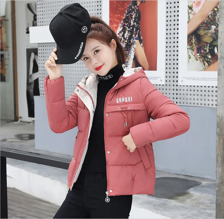 

Autumn and winter thick and warm short female loose student plus size cotton jacket hooded down trendy jacket