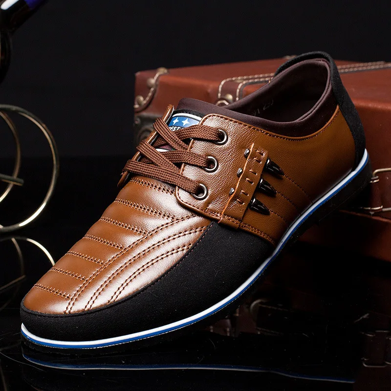 

Men's Leather Shoes High Quality Elastic Band Footwear Fashion Design Strong Tough and Comfortable Large Size 2021 Shoes for Men