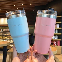 creative 600890ml portable stainless steel 304 thermo cup travel coffee mug with lid straw car water bottle thermocup for gift