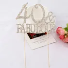 Серебристые золотые стразы с цифрой 40 и сказочным тортом для женщин и мужчин 40 лет, вечерние украшения на день рождения