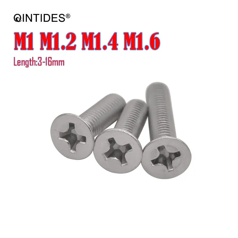 Винты QINTIDES M1 M1.2 M1.4 M1.6 крестовые встраиваемые с плоской головкой винты из