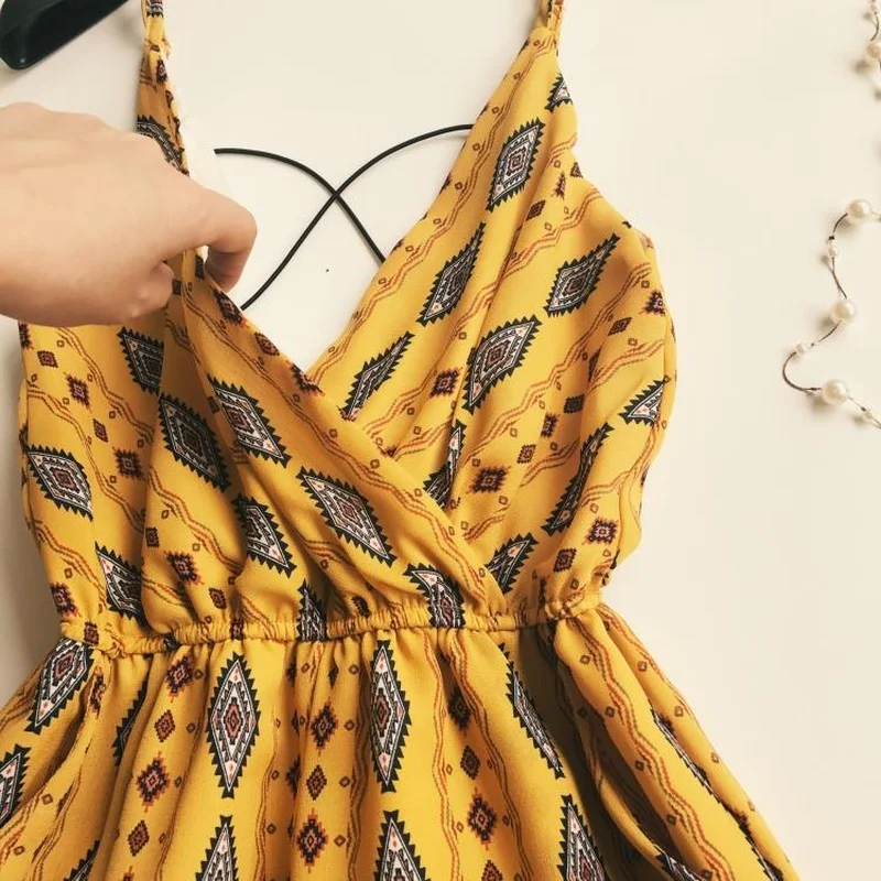 Комбинезон женский с V образным вырезом шифоновый открытой спиной