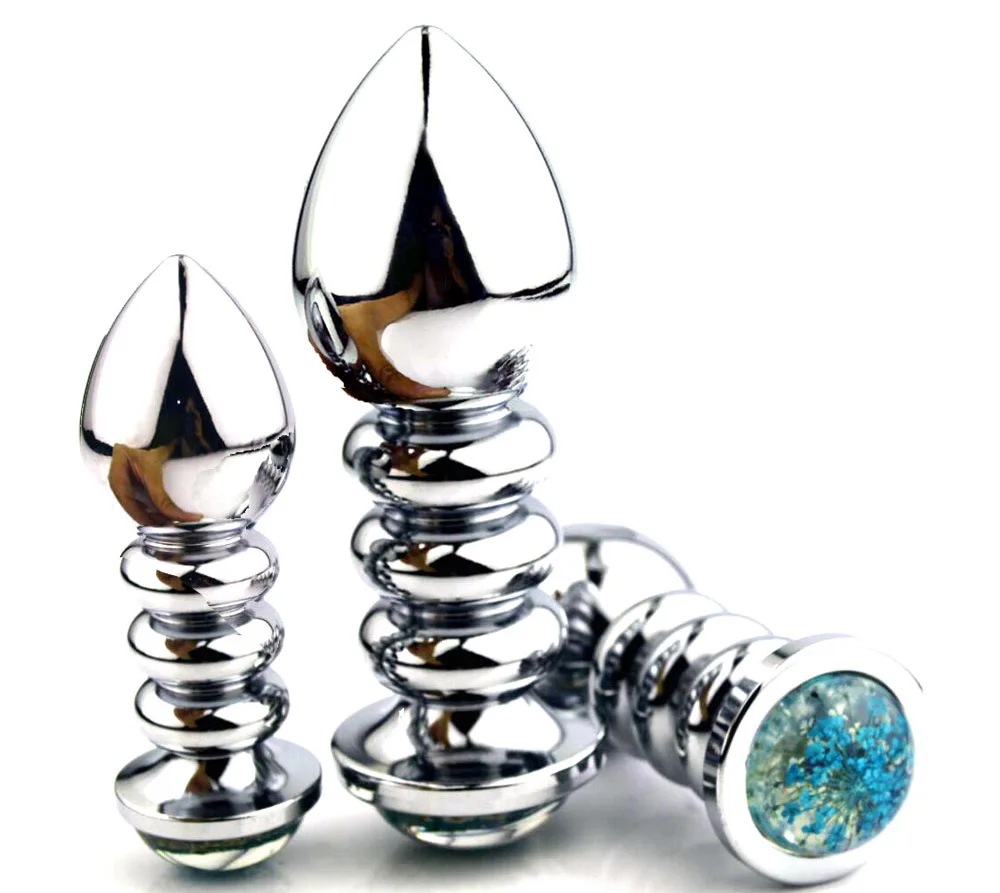 Анальная пробка из нержавеющей стали роскошная синяя 30/35/40 мм с металлической