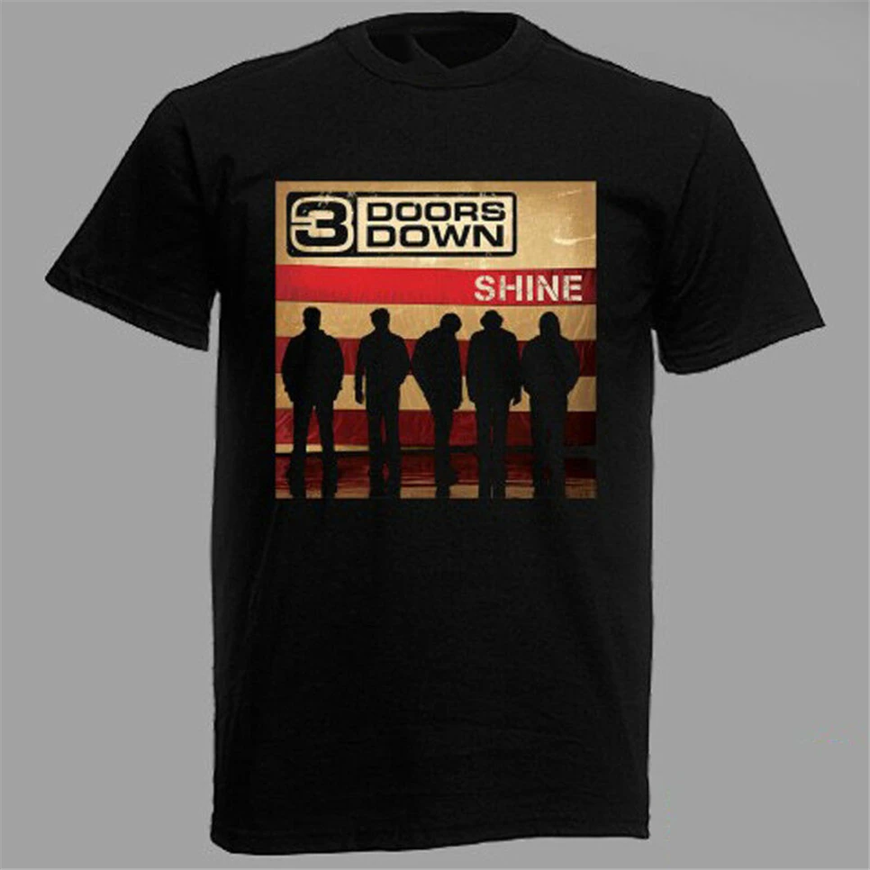 3 двери вниз Блестящий альбом рок группа Мужская Черная Футболка размер S M L XL 2XL 3XL