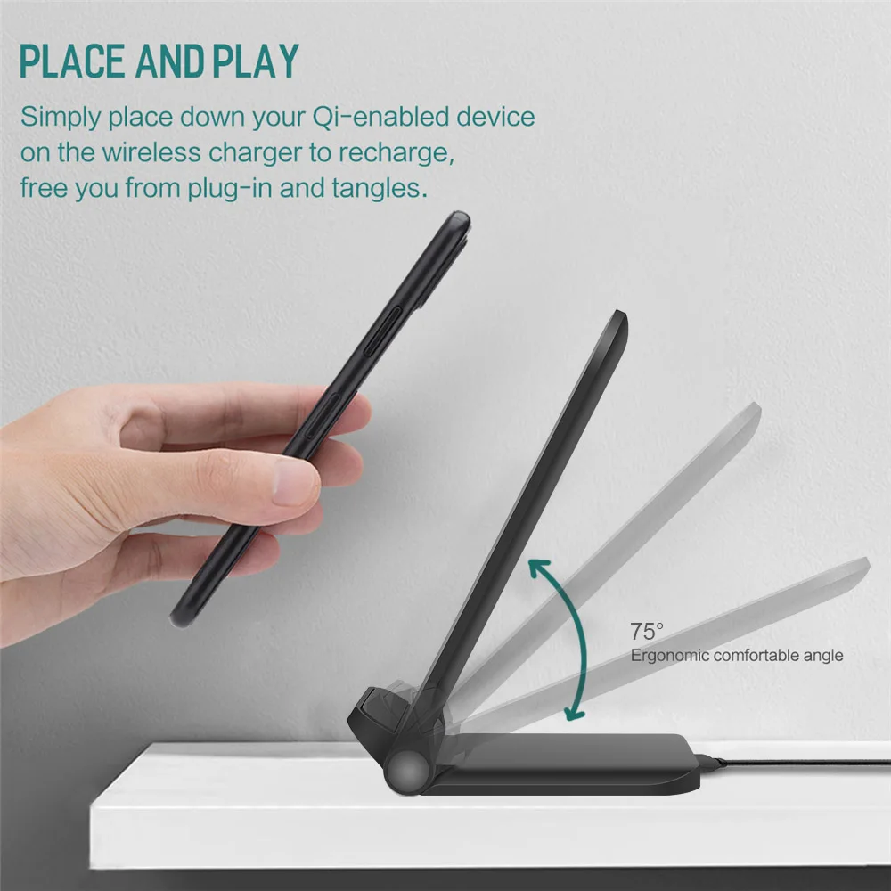 Fast 15W Wireless Charger Stand Foldable USB C Qi Charging Pad Dock Station For iPhone 11 XS XR X 8 Airpods Samsung S10 S9 | Мобильные