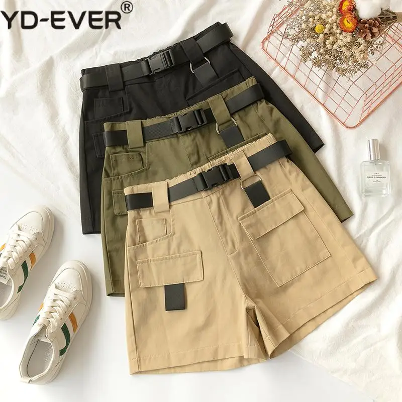 Женские шорты карго с высокой талией и большим карманом весна лето 2019|Женские