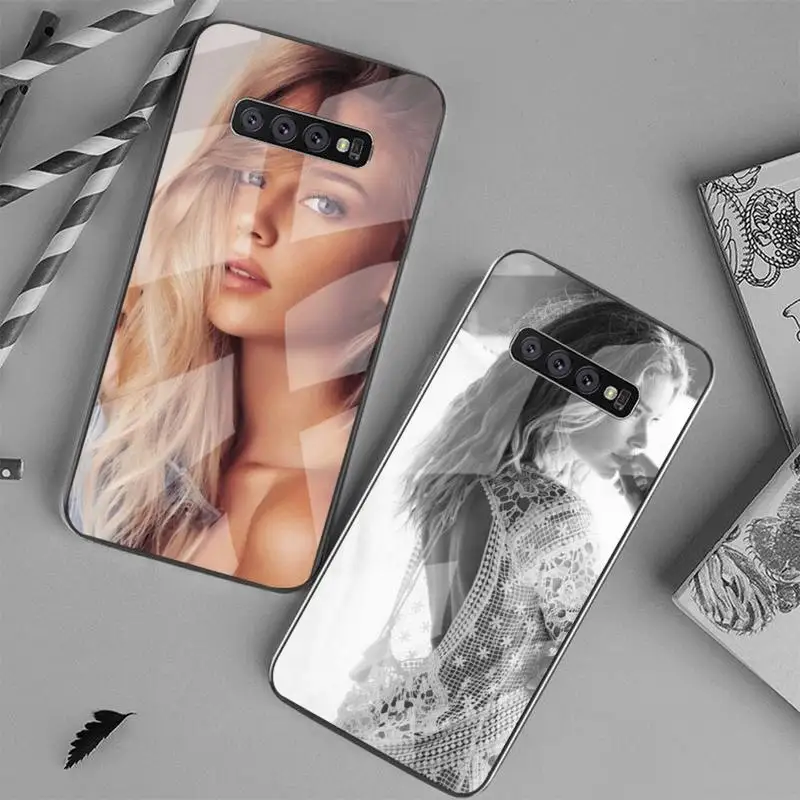 

Sexy Blonde Beauty Print Phone Case Tempered Glass For Samsung S6 7 8 9 10 20 Plus Ultra Note8 9 10 10pro