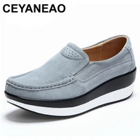 ceyaneao 2018 womens shoes cow suede leather flat platform woman shoes spring autumn womens loafers moccasins female shoe
