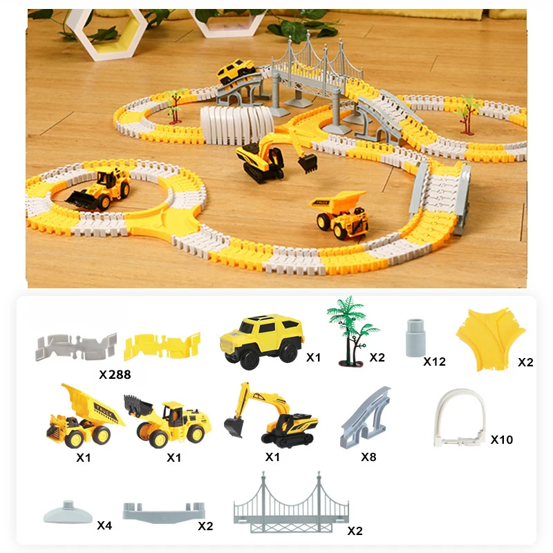 

137/222/334pcs DIY Assembly Racing Track Car Toy Set Boys Toys Electric Model Car Rail Track Educational Toys For Children Gifts