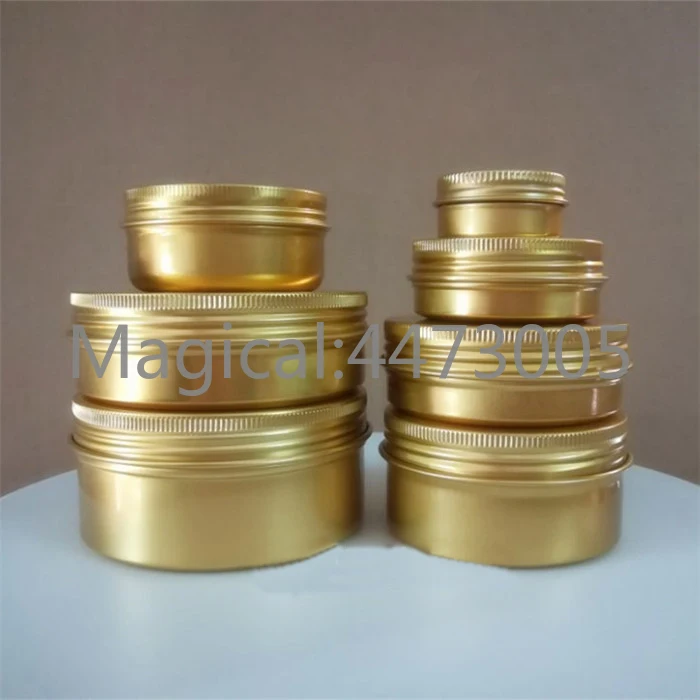 

Многоразовая коробка 30/50/60/80/100/150 г мл, Золотая пустая круглая алюминиевая металлическая жестяная банка для косметики, крема, банка для творч...