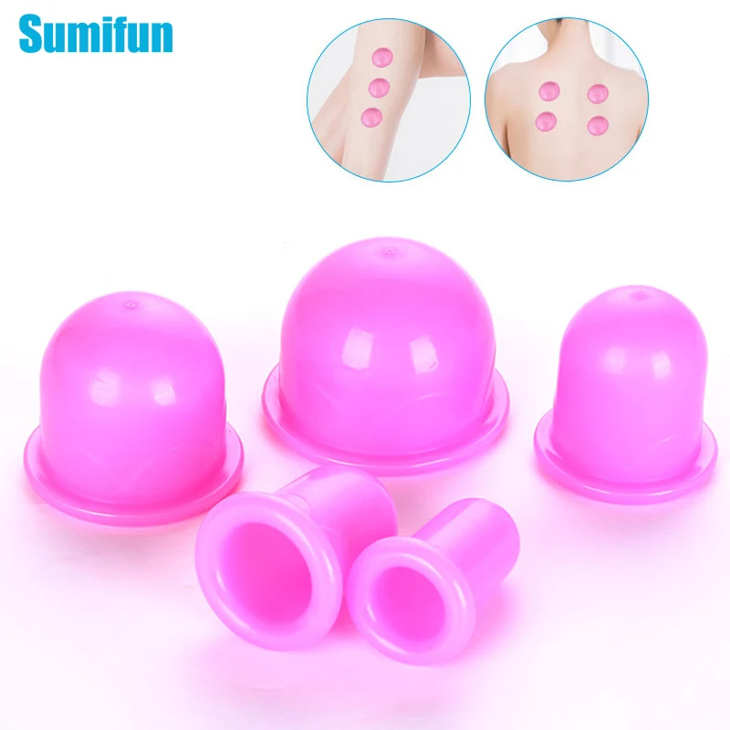 

5pcs Cupping Cup Silicone Vacuum Cup Lymph Drainage Apparatus Plastic Suction Cans Dampness Expelling Body Detox Massage Jar