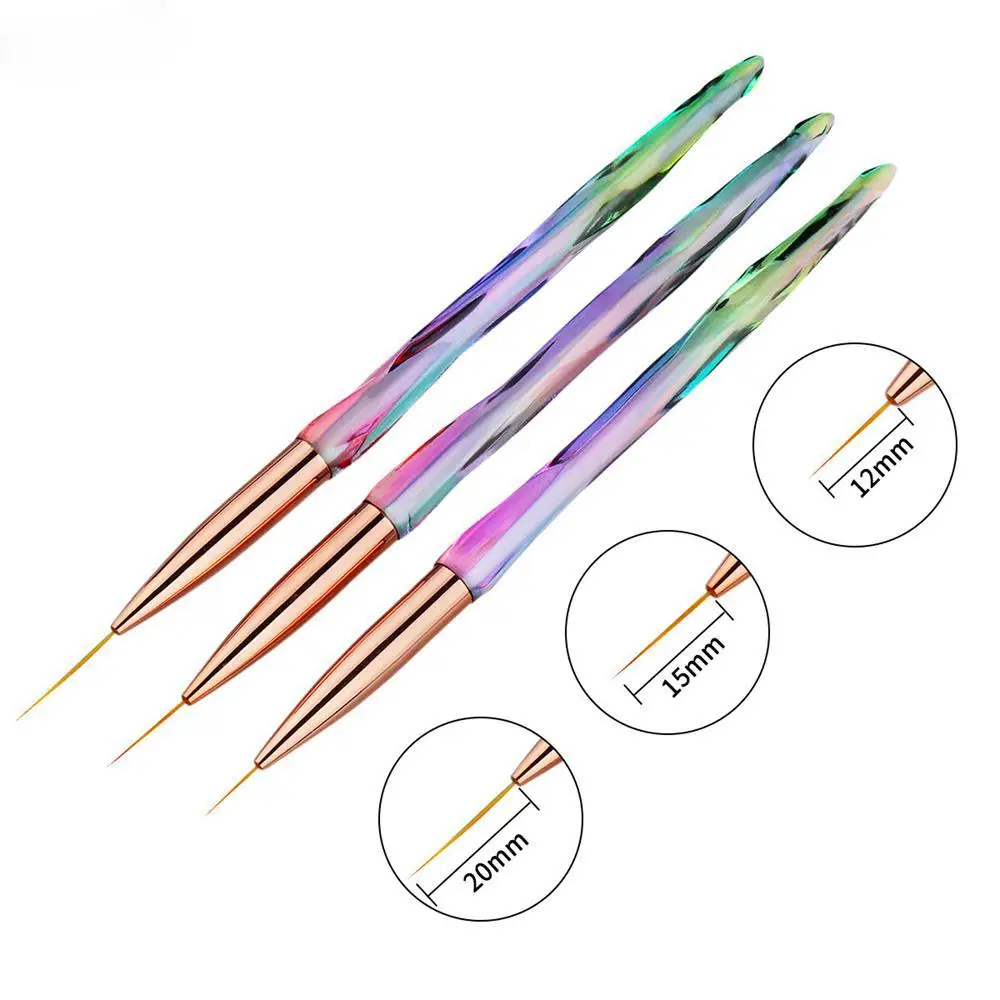 3 шт. 3D градиент нейл арта ручка французский Стиль с украшением в виде кристаллов