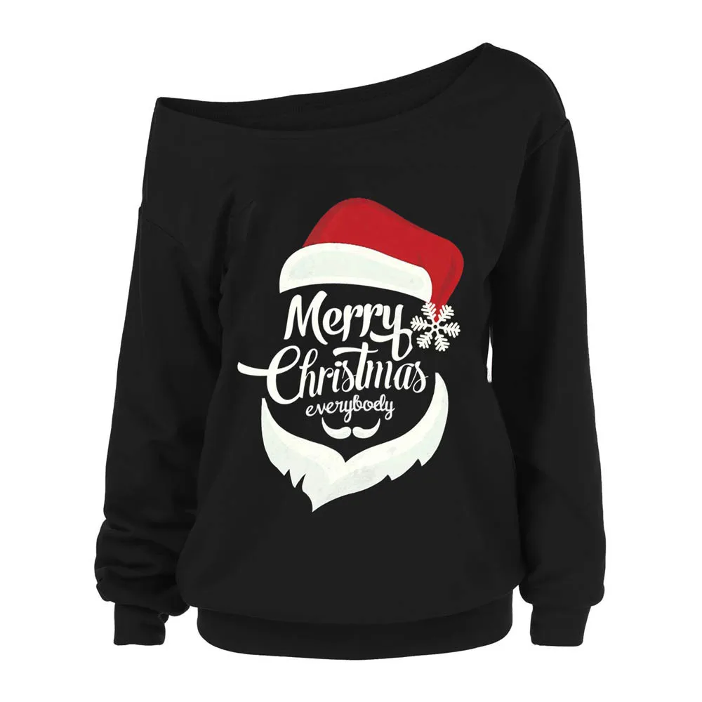 Женская футболка с принтом рождественской шляпы Санты открытыми плечами длинным