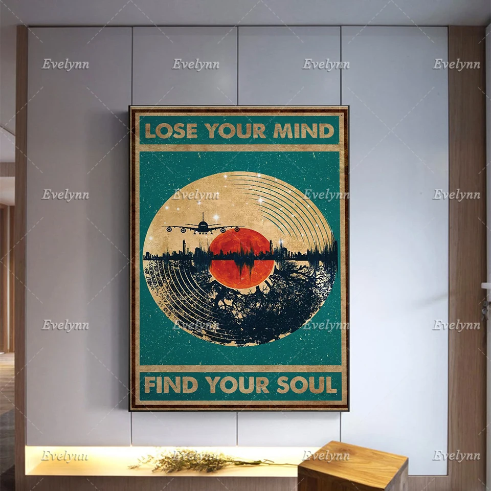 

Lose Your Mind Find Your Soul Music Poster Vintage, Vinyl Gift For Music Lover,Music Wall Art,Modern Home Decor Prints Canvas