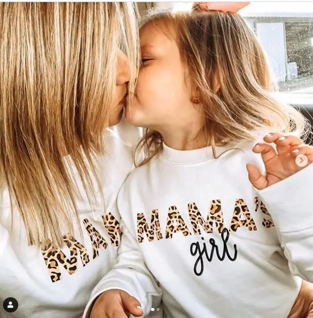 0-3Y Toddler Baby Girls Sweatshirt Top Leopard Mom's Girls Letter Printed Long Sleeve Hoodies Autumn Kids Outwear 0-3years