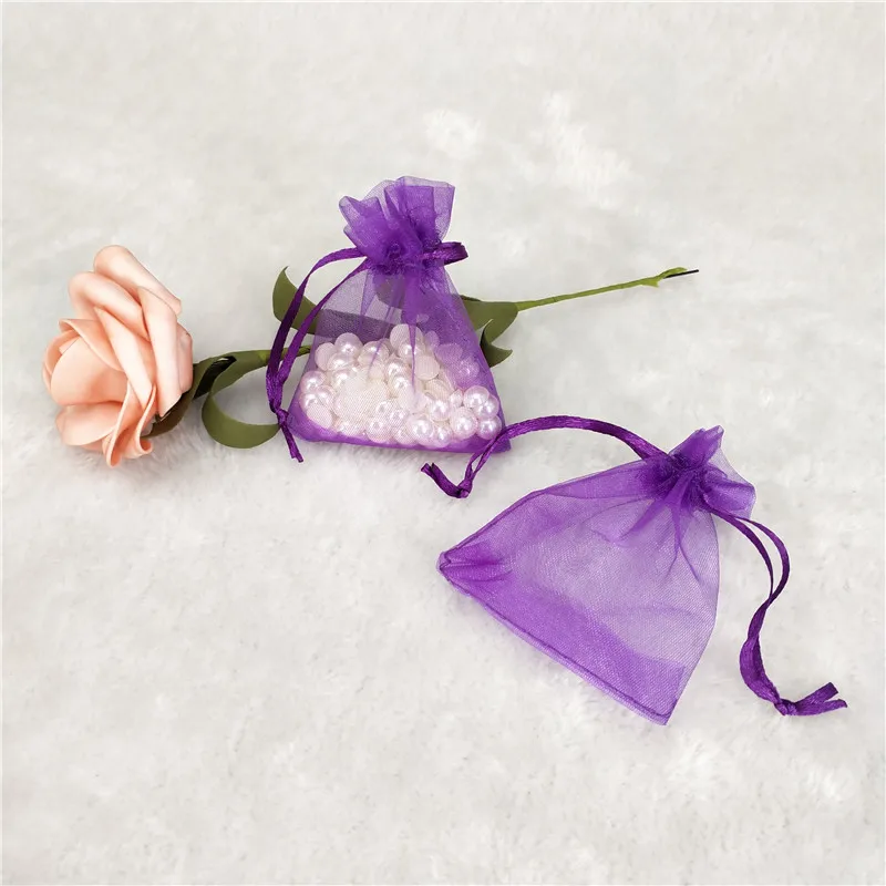 dark purple 50 шт. сумки из органзы, подарочные сумки, упаковка для ювелирных изделий, свадебные украшения, вечерние пакеты для упаковки 7x9 9x12 10x15 13x18cm 5 - Цвет: dark purple