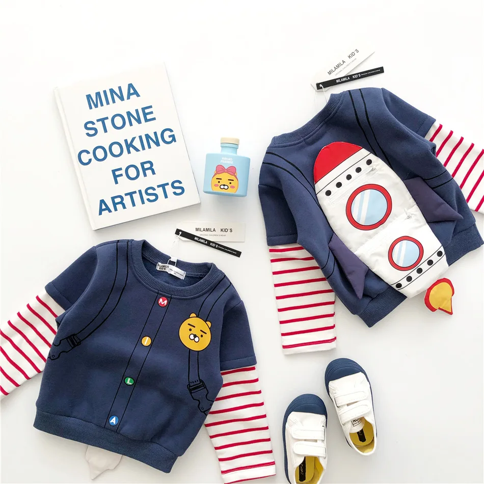 Осенне зимняя одежда Tonytaobaby новинка детская для мальчиков и девочек толстовка с