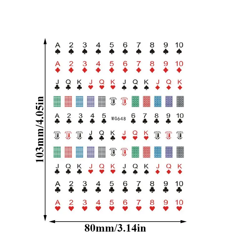 

Phone Playing Card Nail Stickers Decals Poker Heart Block Pattern Sliders For Nails Accessories Designer DIY Manicure Art Tools