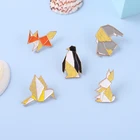 Эмалированная булавка в виде слона, пингвинов, геометрической формы, лисы, птицы