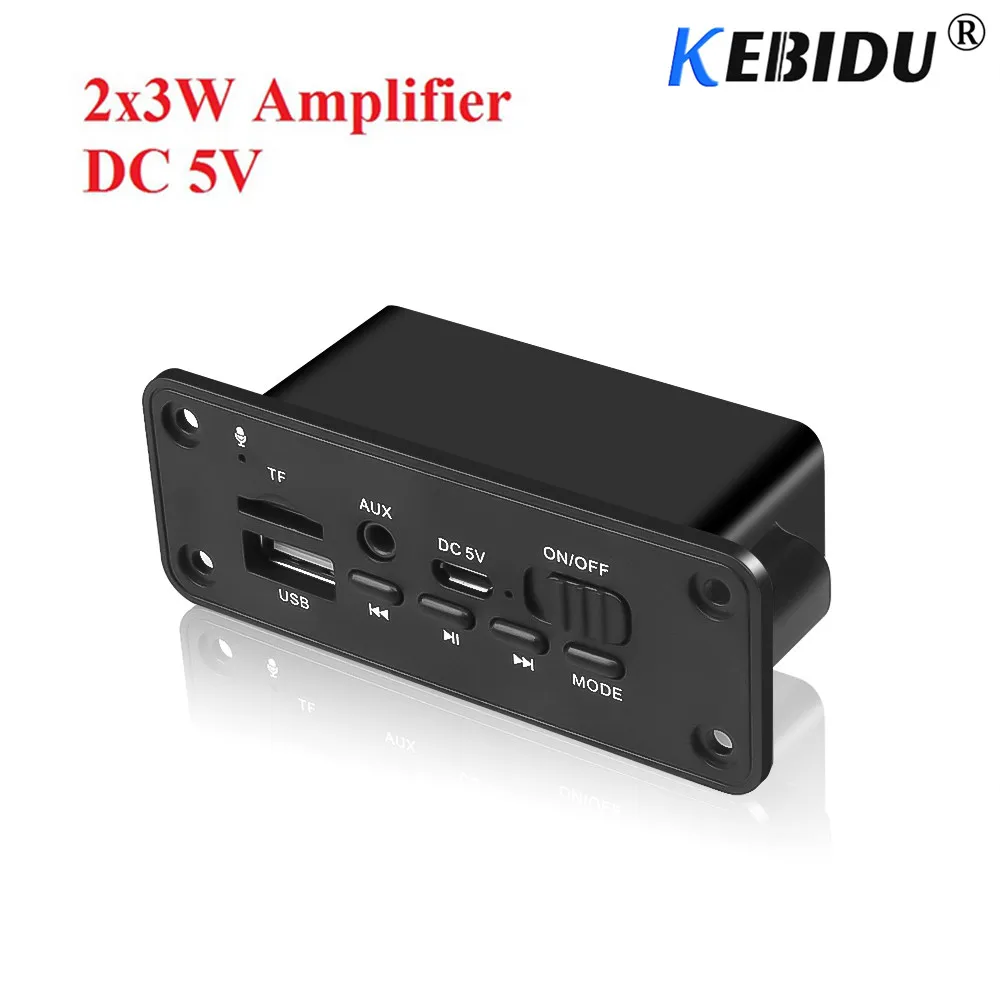 Kebidu DC 5 в Bluetooth 5,0 MP3 плеер декодер доска 2x3 Вт динамик автомобильный модуль fm-радио TF USB AUX аудио для автомобиля громкой связи новейший