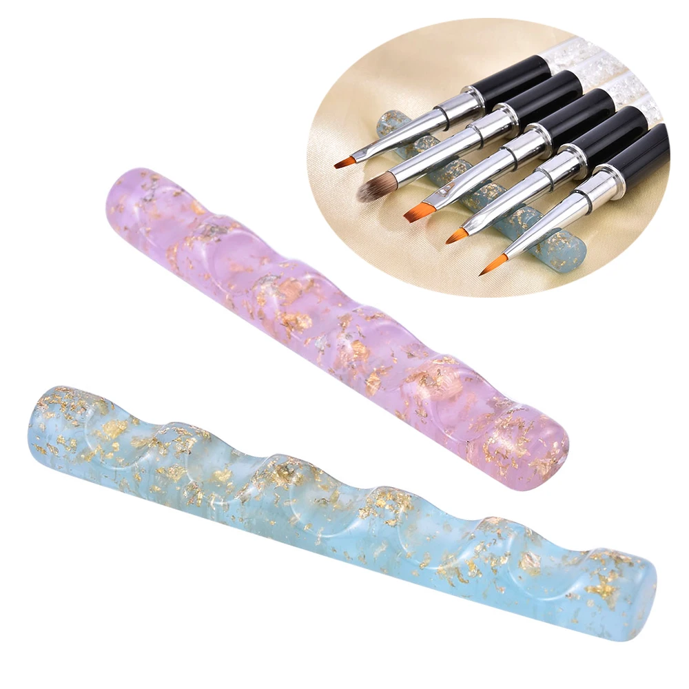 

Acrylic Clear Blue Nail Brush Rack Shelf Painting Pen 5 Grids Rest Holder Stand Colorful UV Gel Brush Display Holder Nail Tools