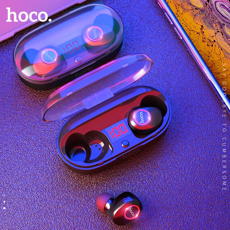 HOCO, новинка, мини близнецы, Bluetooth 5,0, наушники, 3D стерео, невидимые, настоящие беспроводные наушники, Бас Звук, Спортивная гарнитура с внешним аккумулятором