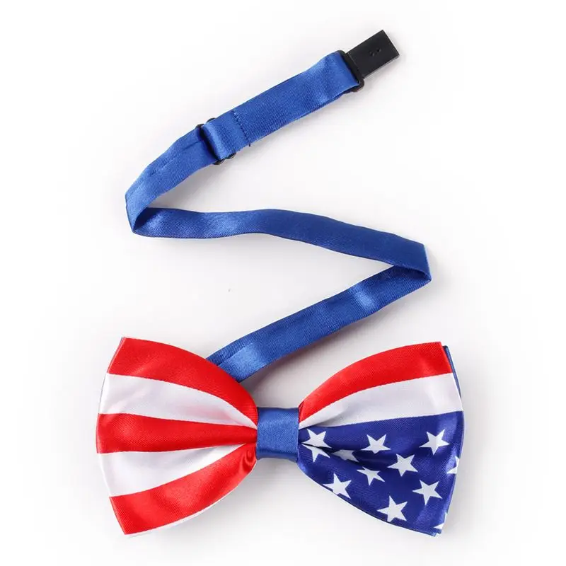 Мужской галстук бабочка с имитацией шелка в полоску со звездами принтом