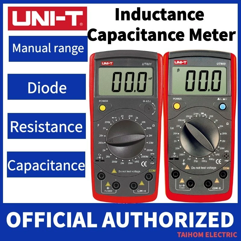 

UNI-T Modern Professional Capacitance Meters Ohmmeters Capacitor Resistor Diode & Continuity Buzzer UT601 UT603