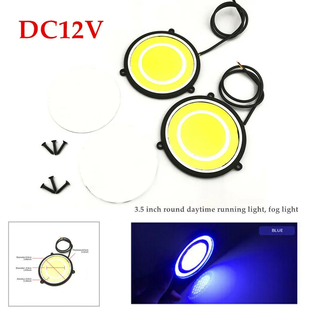 

1 Pair Car COB Driving Lamp 2pcs Blue+ White DC12V DRL Running Set White