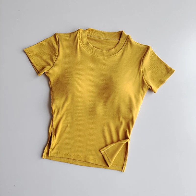 Women Yoga Shirts Padded Sports T-shirt Workout Shirts Running Gym Tops Short Sleeve Fitness Shirt Sport Top Sports Tee Female