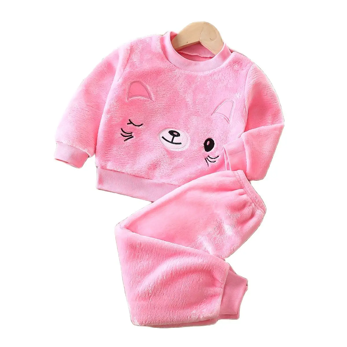 2020 New winter Baby Boy Girl Thicken Pajamas Set Flannel Fleece Toddler Child Warm Catoon Sleepwear Kids Home Suit 0-6Y