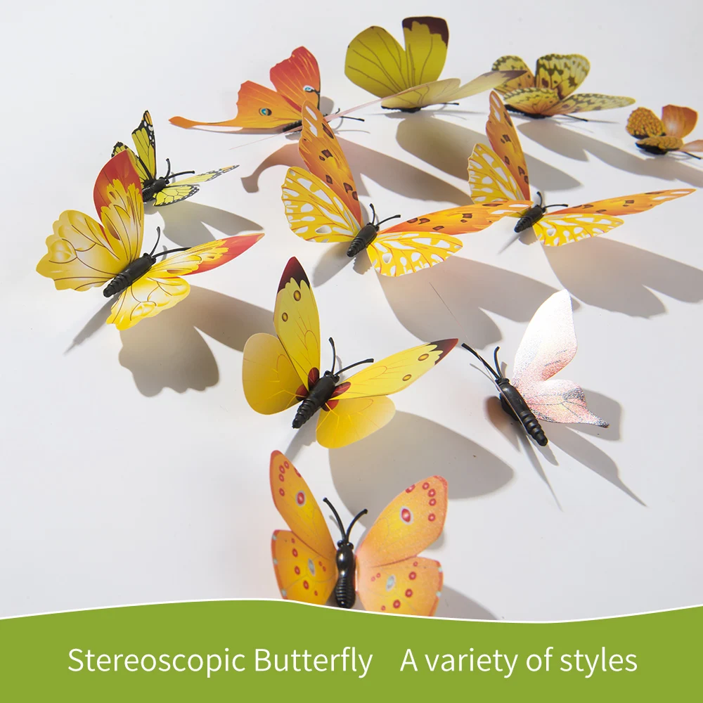 

12pcs 3D simulation butterfly sticker home decoration refrigerator wall stickers wedding party decoration fake butterfly
