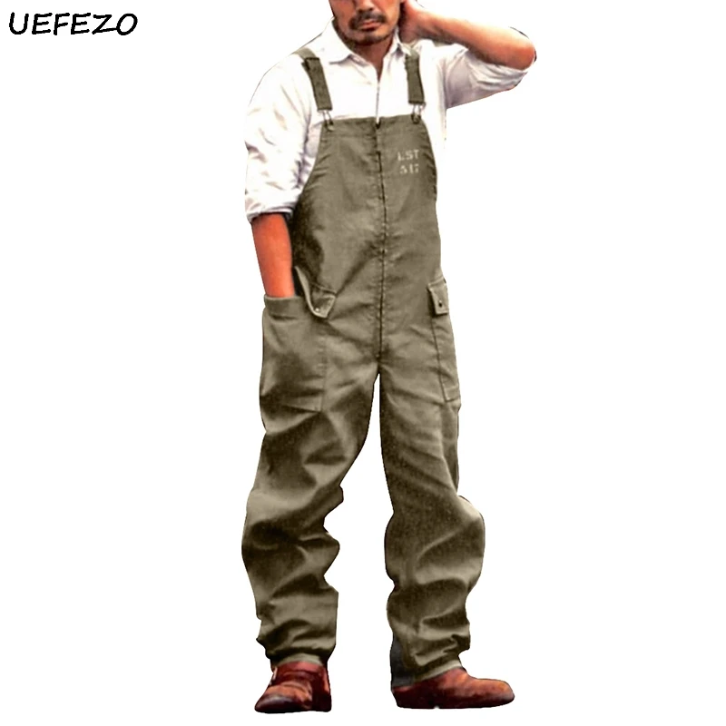 Комбинезон CYSINCOS Мужской Свободного Покроя однотонный ромпер с подтяжками