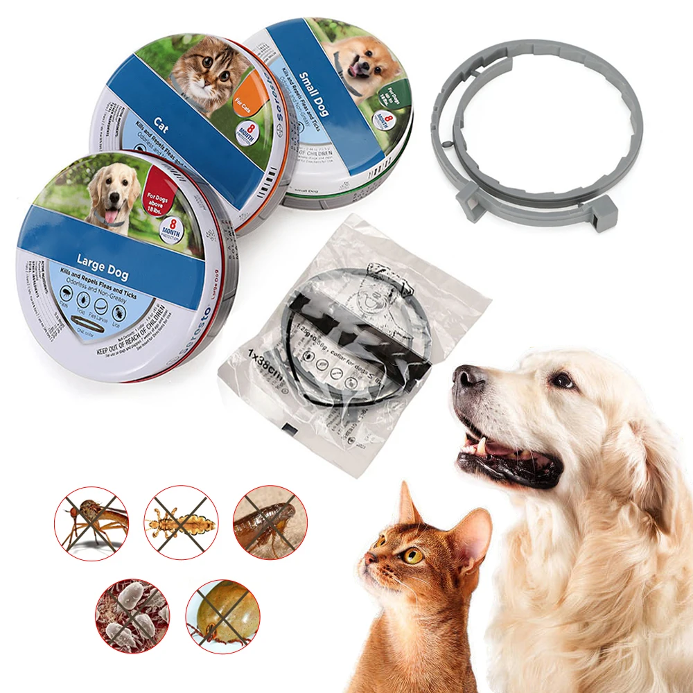 

Dog Cat Collar 8 Month Flea Tick Prevention Collar For Cats Dog Mosquitoes Repellent Collar Insect Mosquitoes Supplies
