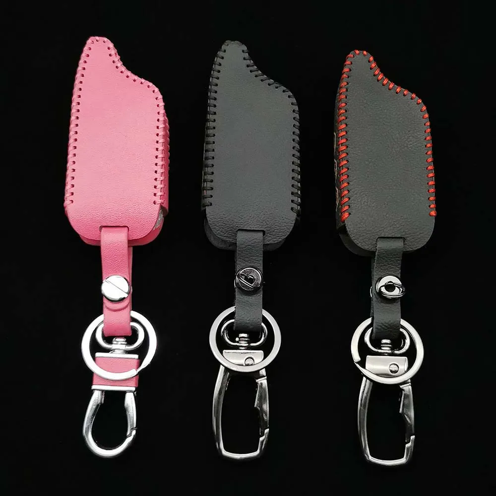 

100% Leather Key Cover Case For Starline B9 / B91 / B6 / B61 / A91 / A61 / V7 C9 Twage Two Way Car Alarm System Keychain