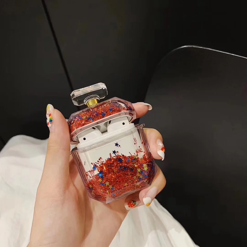 3D Жидкий чехол для наушников для Apple Airpods 2 Чехол Блестящий зыбучий песок чехол для Air pods чехол для наушников Earpods чехол Блестящий ремешок