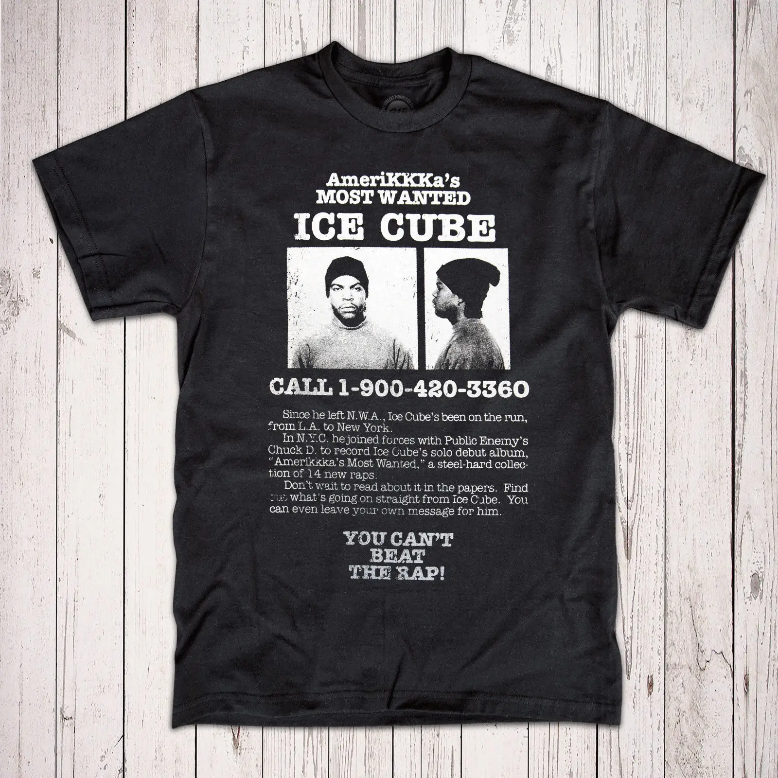 Ice Cube 'Wanted Poster' T-Shirt - Hip Hop Gangsta Rap Legend N.W.A Eazy-E, Dre Funny Tops Tee Casual O Neck T Shirt Size