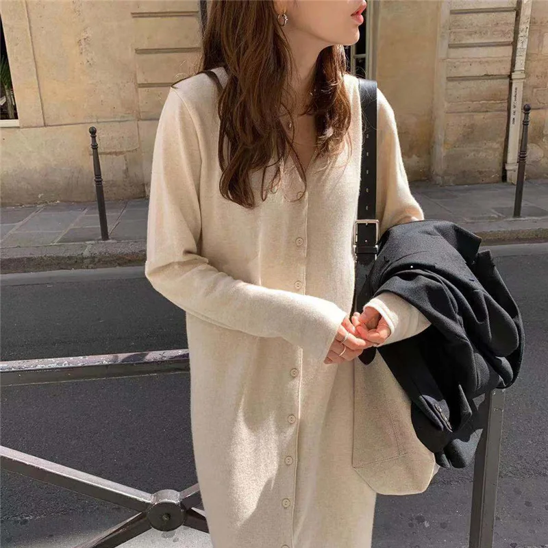 Женский кардиган-свитер WAVSIYIER винтажное однотонное вязаное плотное однобортное