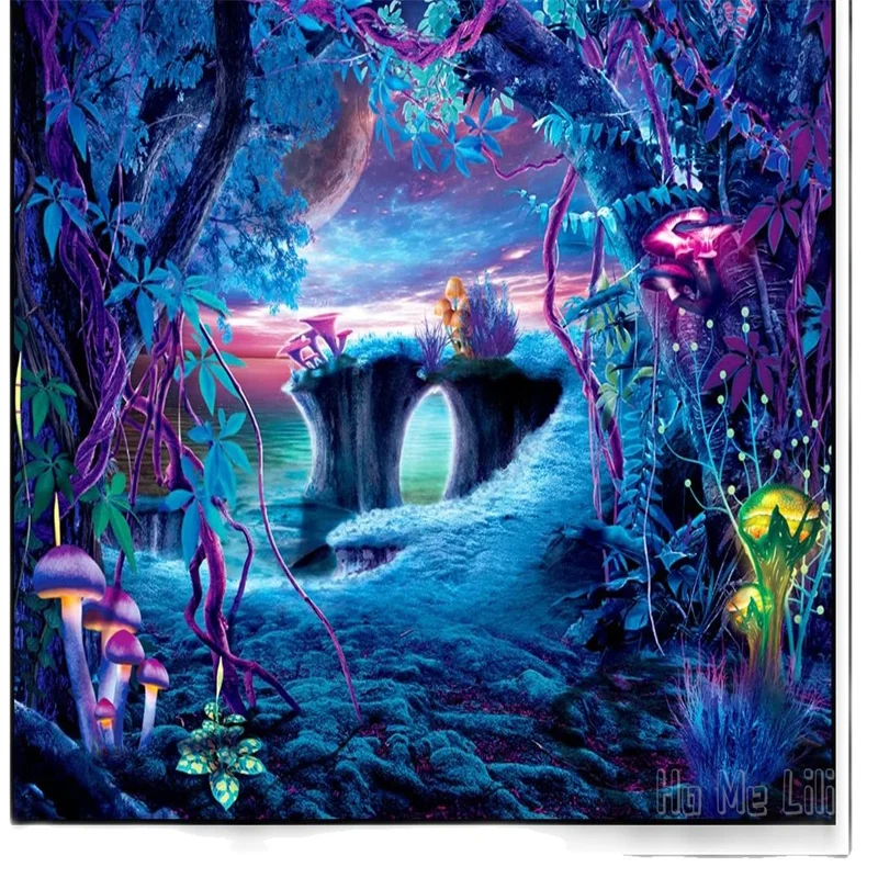 

Fantasy Trees Cave Psychedelic Mushroom Trippy Ocean By Ho Me Lili Tapestry Fairy World Mysterious Landscape For Bedroom