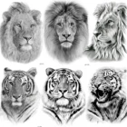 Временные татуировки для мужчин и мальчиков, 3D, высокое качество, Лев, тигр, реалистичные, черные, водостойкие, Переводные татуировки, для взрослых, товары для вечеринок